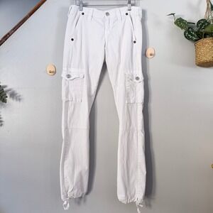True Religion Pants Y2K Street Trap Baddie White Cargo Low Rise Straight Leg 25